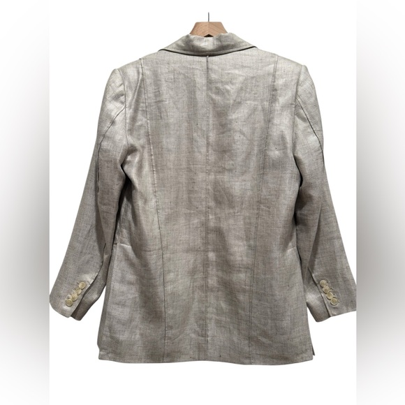 IRO Sirma Linen Acetate Blazer Neutral Gray Tailored Jacket Made in Bulgaria - Picture 2 of 10